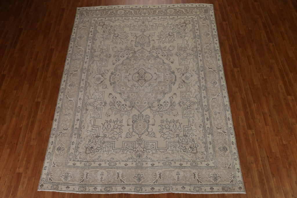 Distressed Muted Tabriz Persian Area Rug 8x11