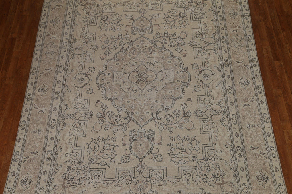 Distressed Muted Tabriz Persian Area Rug 8x11