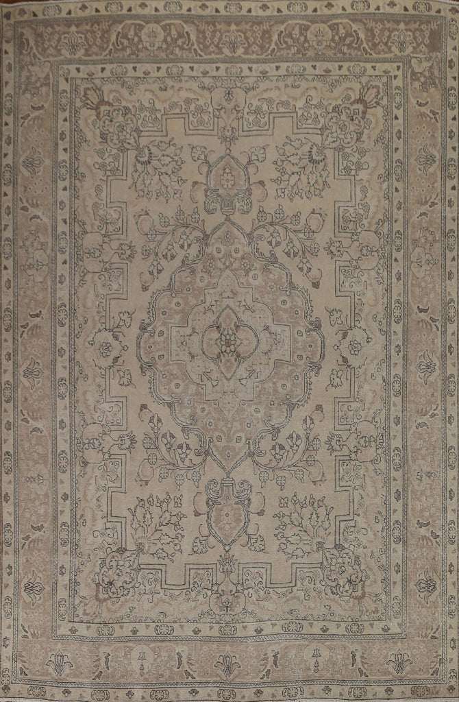 Distressed Muted Tabriz Persian Area Rug 8x11