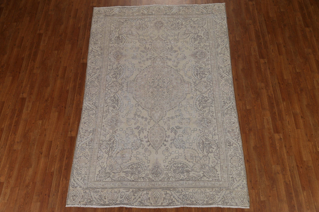 Distressed Muted Tabriz Persian Area Rug 6x9