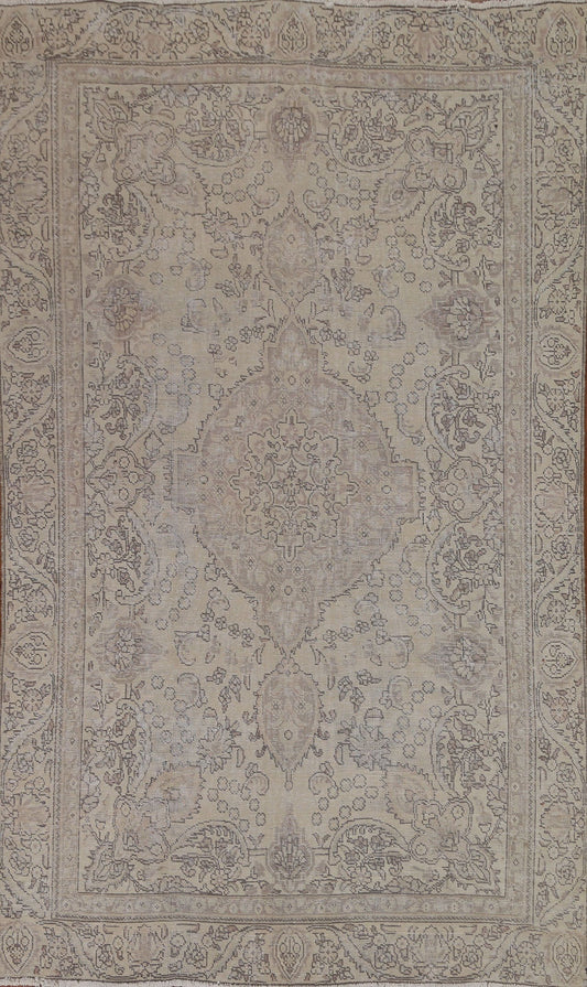 Distressed Muted Tabriz Persian Area Rug 6x9