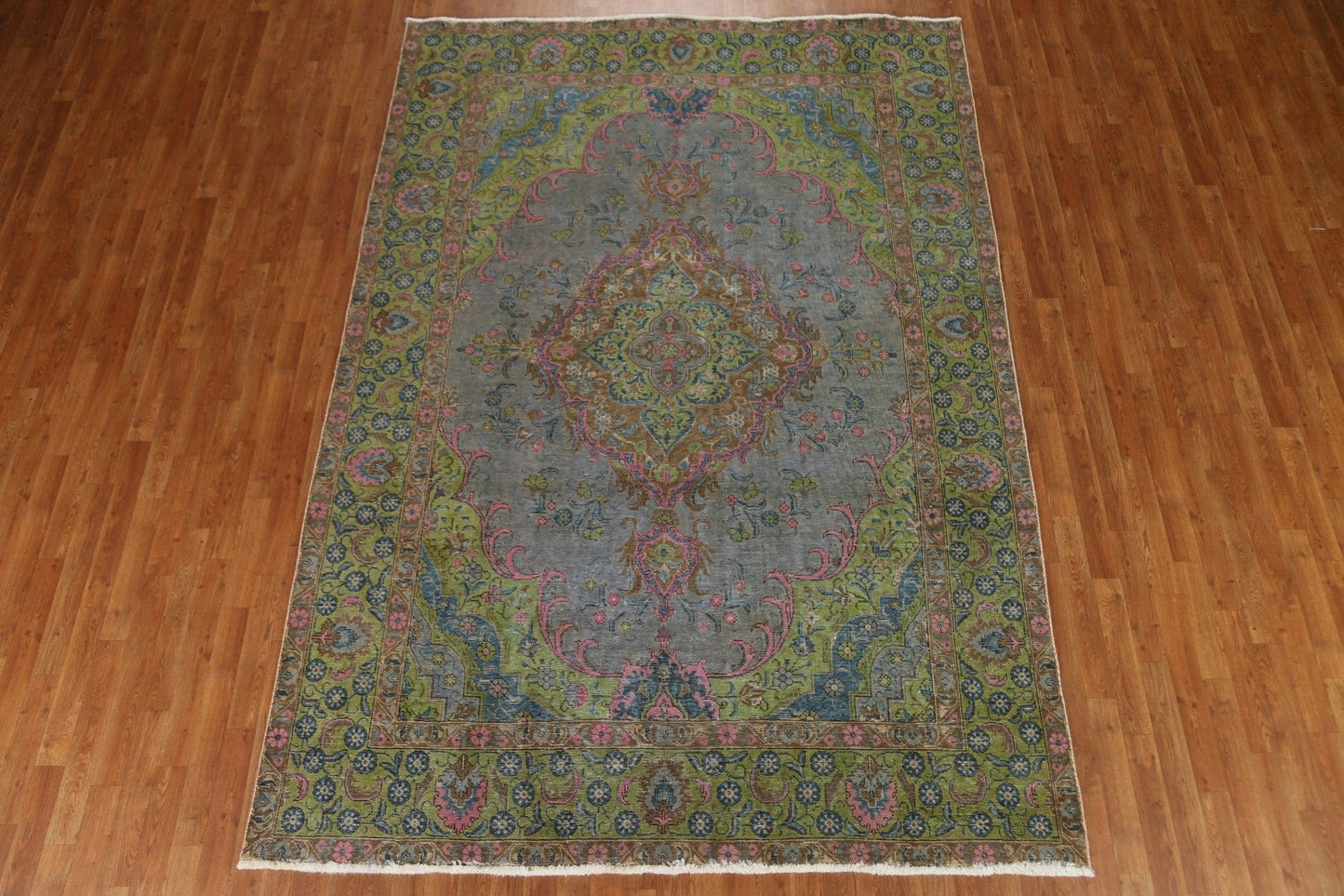 Distressed Over-Dyed Tabriz Persian Area Rug 7x10