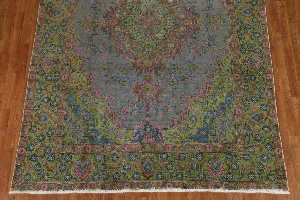 Distressed Over-Dyed Tabriz Persian Area Rug 7x10