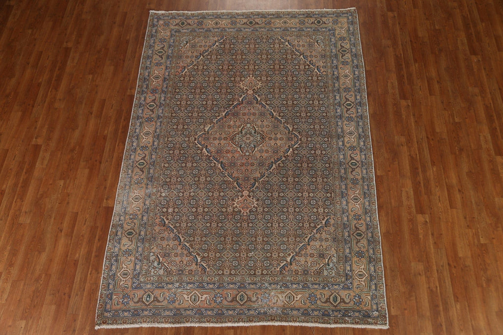 Vintage Brown Tabriz Persian Area Rug 6x9