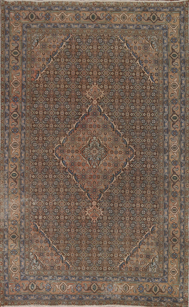 Vintage Brown Tabriz Persian Area Rug 6x9