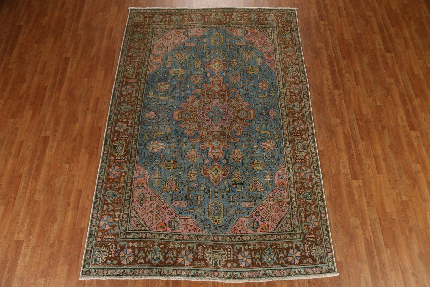 Over-Dyed Blue Tabriz Persian Area Rug 7x10