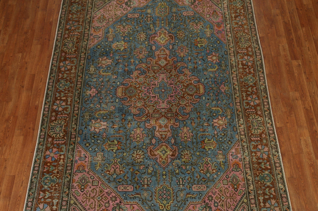 Over-Dyed Blue Tabriz Persian Area Rug 7x10