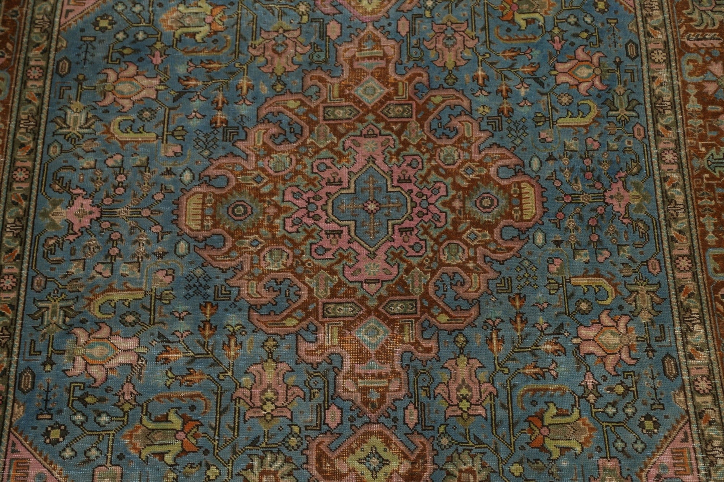 Over-Dyed Blue Tabriz Persian Area Rug 7x10