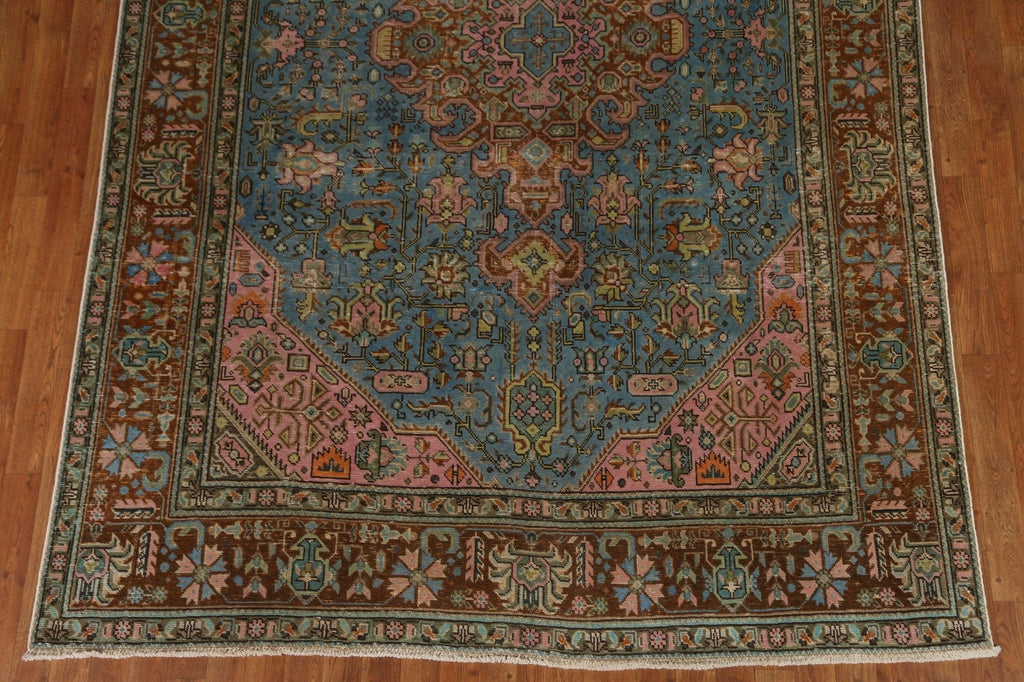 Over-Dyed Blue Tabriz Persian Area Rug 7x10