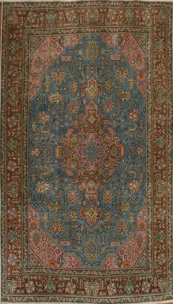 Over-Dyed Blue Tabriz Persian Area Rug 7x10