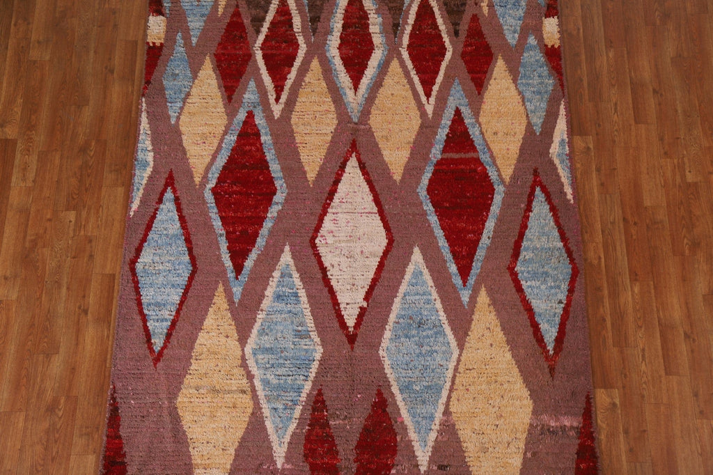 Pink/ Brown Moroccan Wool Area Rug 5x8