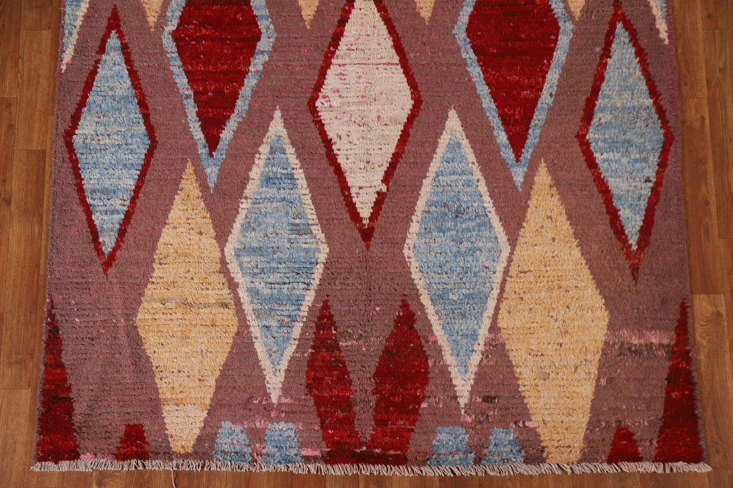 Pink/ Brown Moroccan Wool Area Rug 5x8