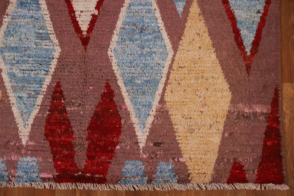 Pink/ Brown Moroccan Wool Area Rug 5x8