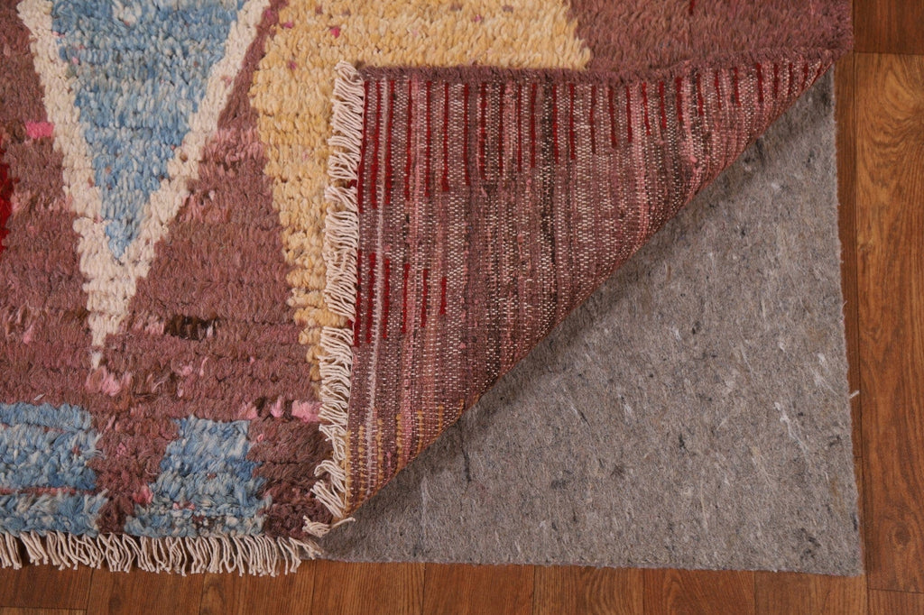 Pink/ Brown Moroccan Wool Area Rug 5x8