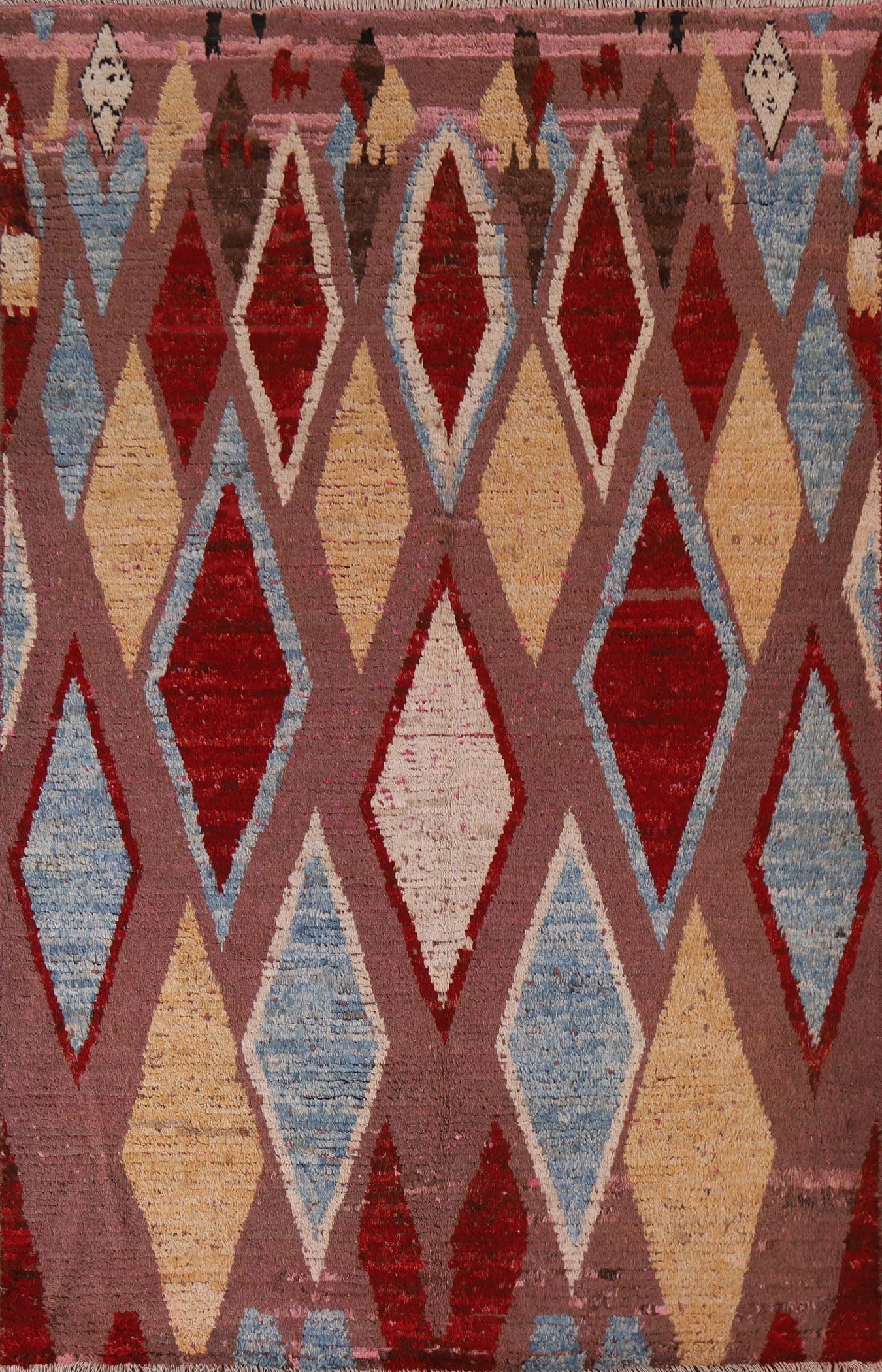 Pink/ Brown Moroccan Wool Area Rug 5x8