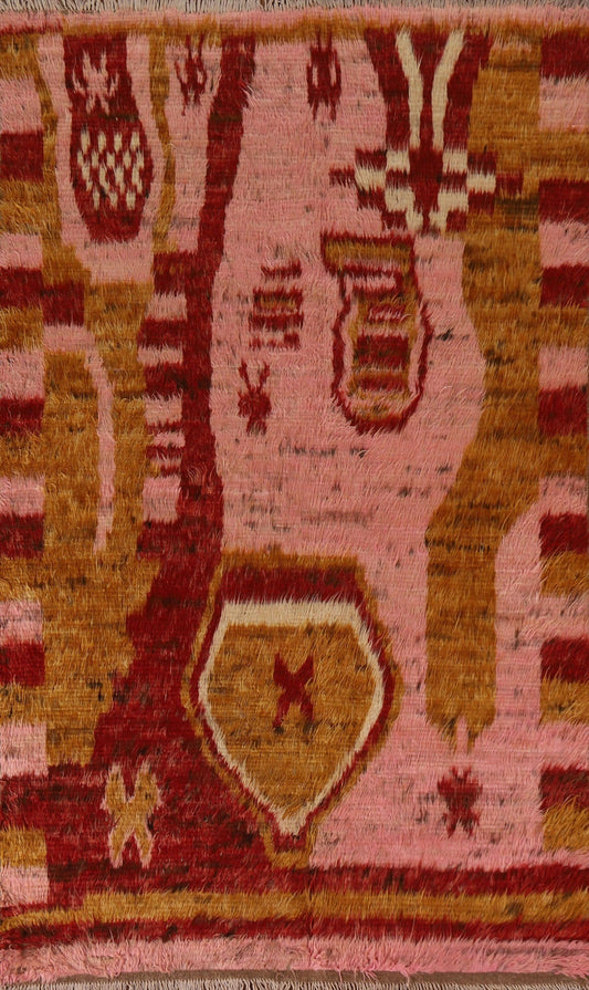 Pink Moroccan Berber Wool Area Rug 5x8