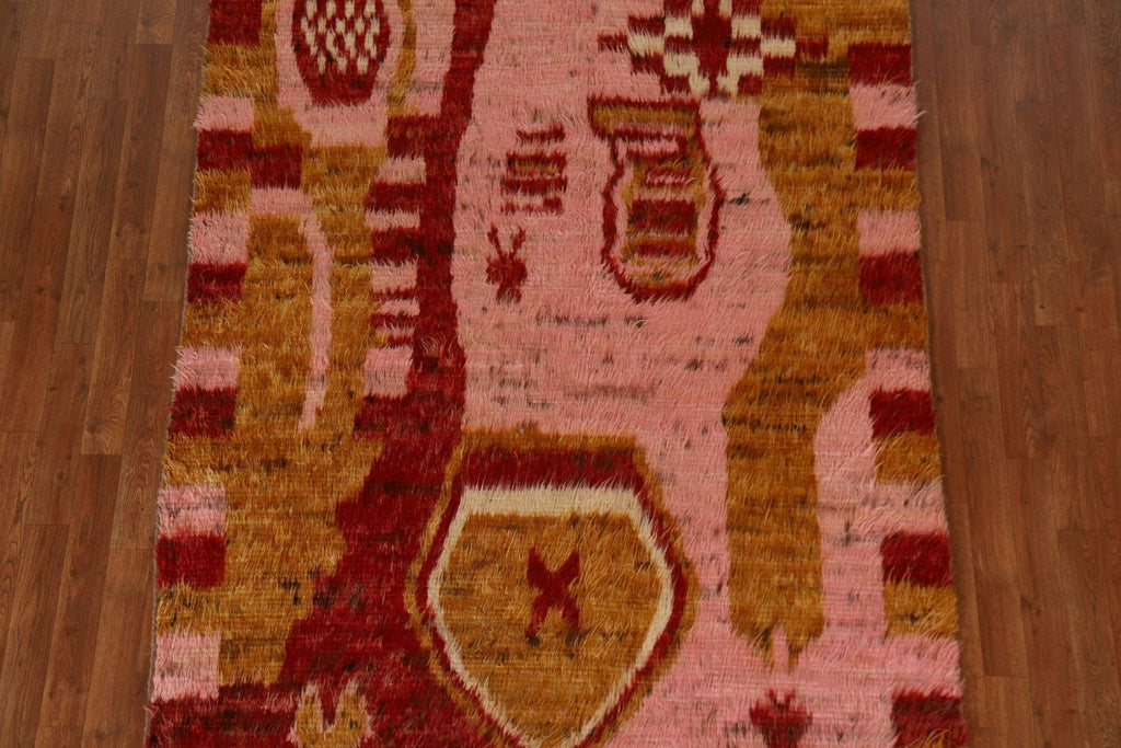 Pink Moroccan Berber Wool Area Rug 5x8