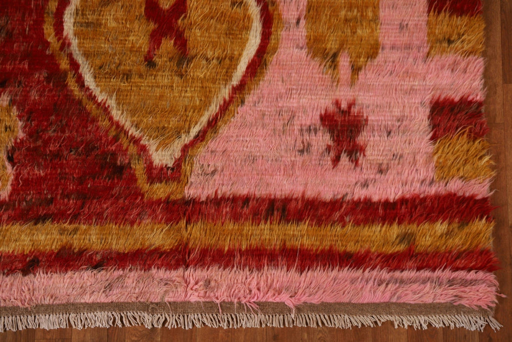 Pink Moroccan Berber Wool Area Rug 5x8