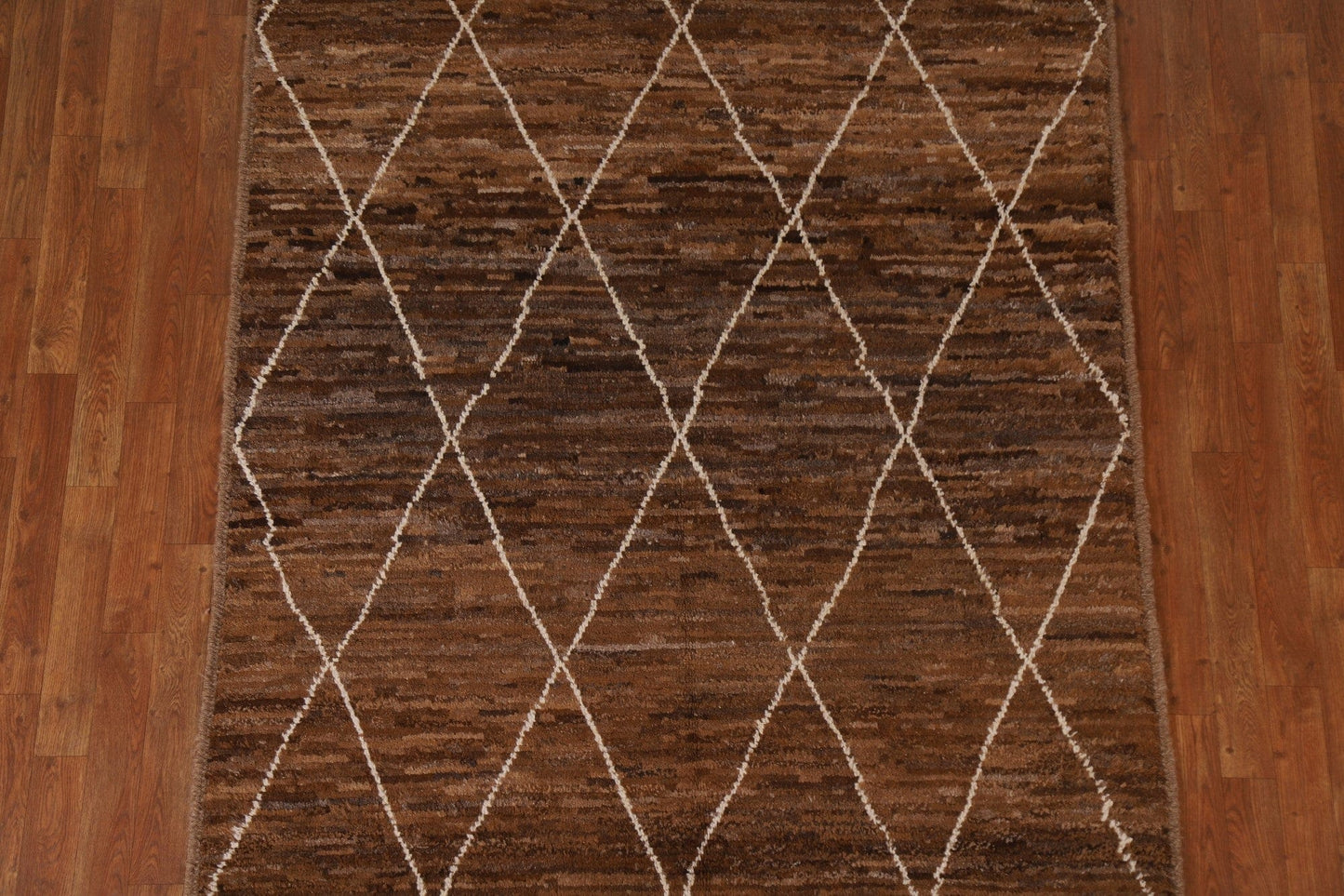 Trellis Moroccan Brown Wool Area Rug 5x7