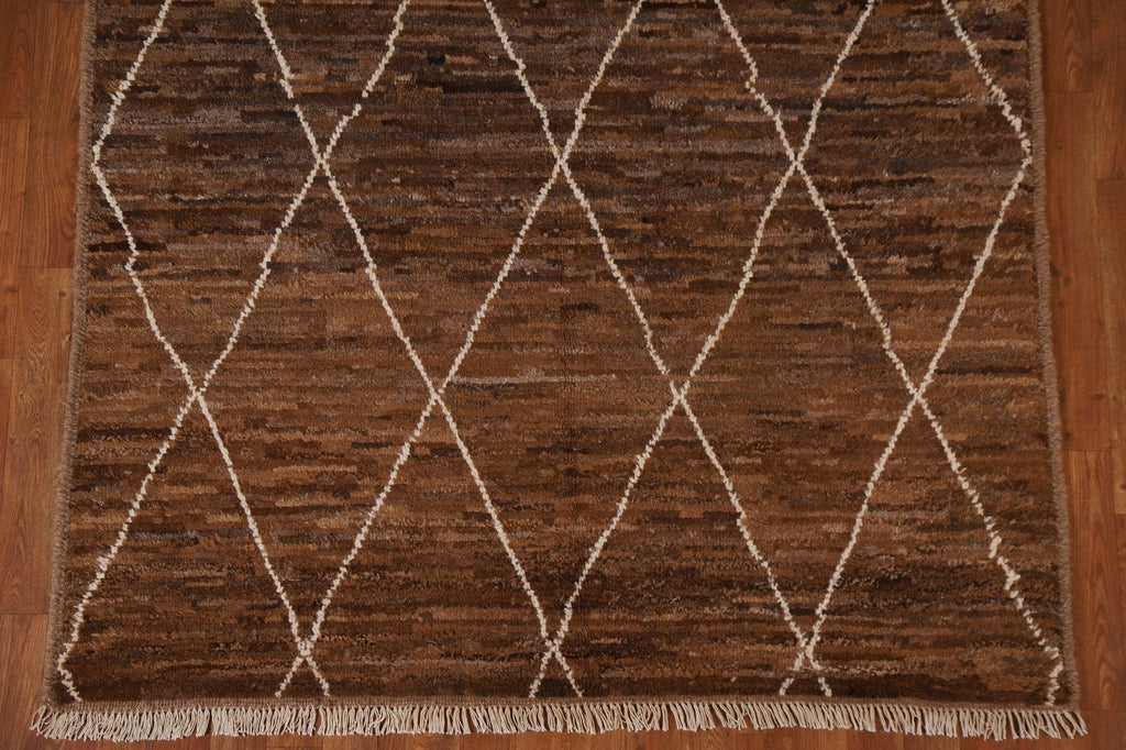 Trellis Moroccan Brown Wool Area Rug 5x7