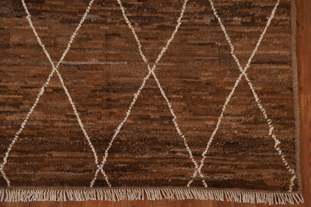 Trellis Moroccan Brown Wool Area Rug 5x7