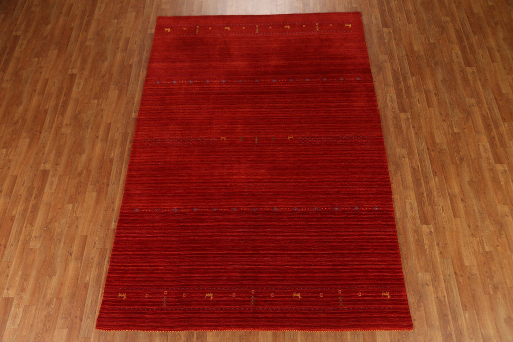 Wool Red Gabbeh Handmade Area Rug 7x10