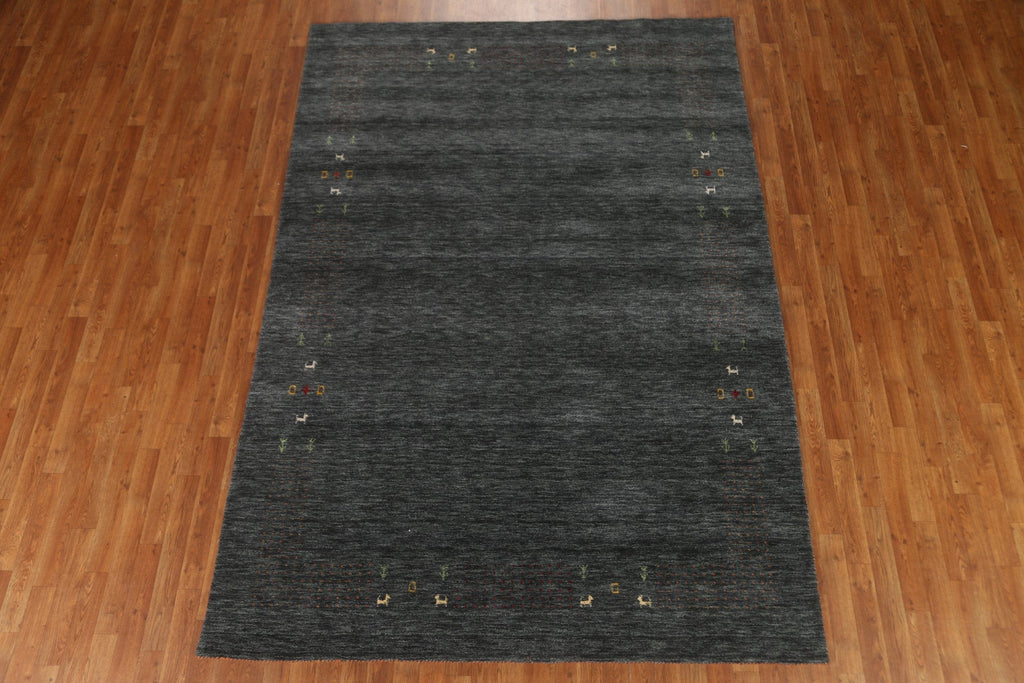 Charcoal Wool Gabbeh Oriental Area Rug 7x10