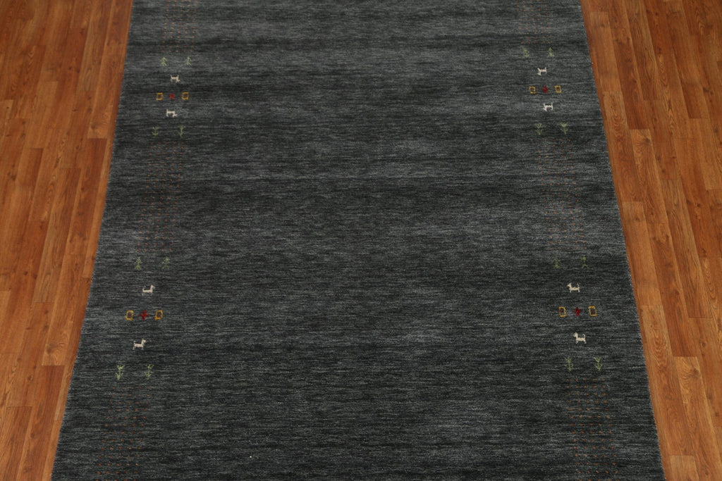 Charcoal Wool Gabbeh Oriental Area Rug 7x10