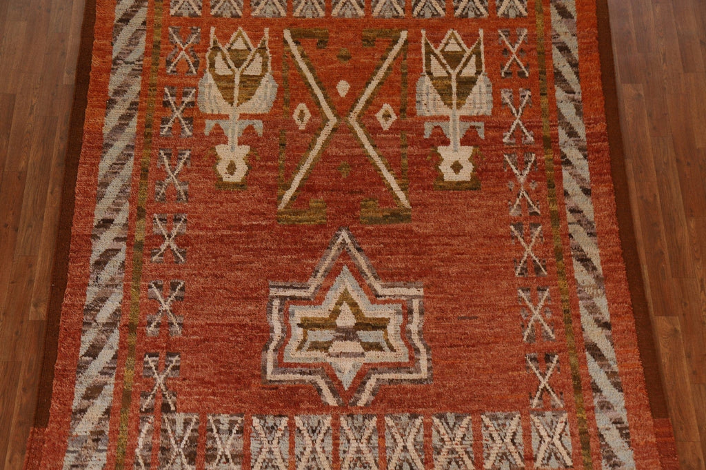 Orange Moroccan Tribal Area Rug 7x10