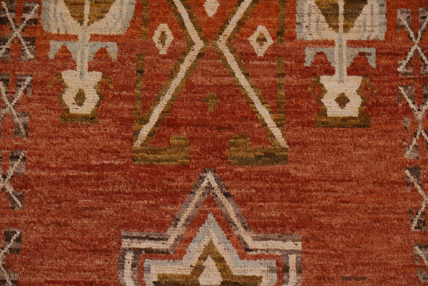 Orange Moroccan Tribal Area Rug 7x10