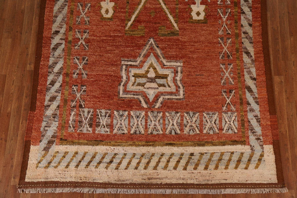 Orange Moroccan Tribal Area Rug 7x10