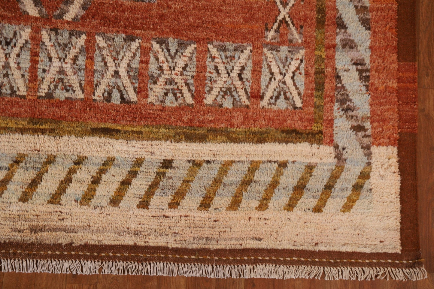 Orange Moroccan Tribal Area Rug 7x10