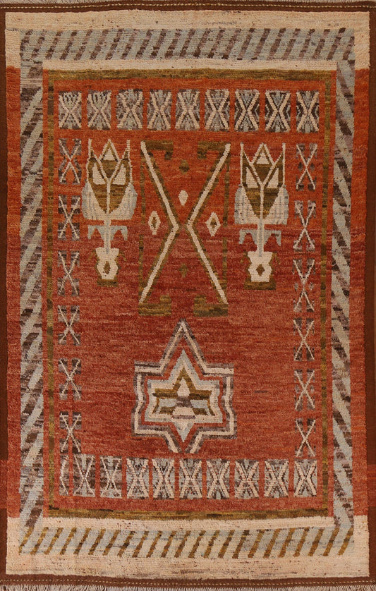 Orange Moroccan Tribal Area Rug 7x10