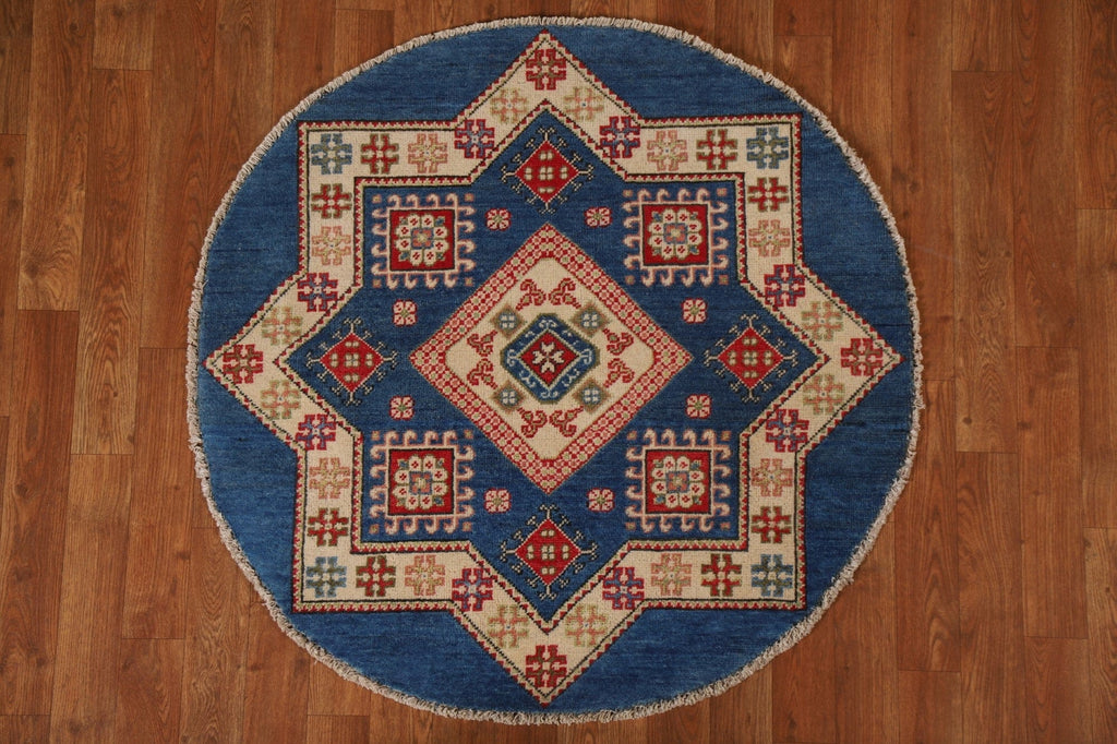 Geometric Kazak Round Area Rug 3x3