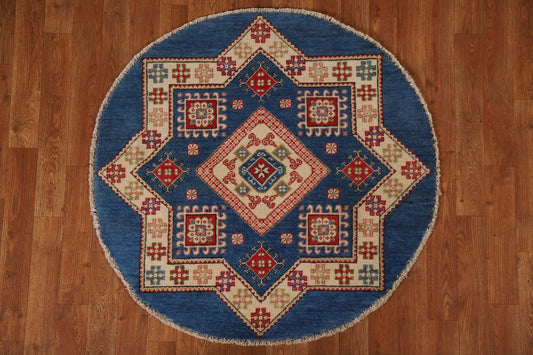 Geometric Kazak Round Area Rug 3x3