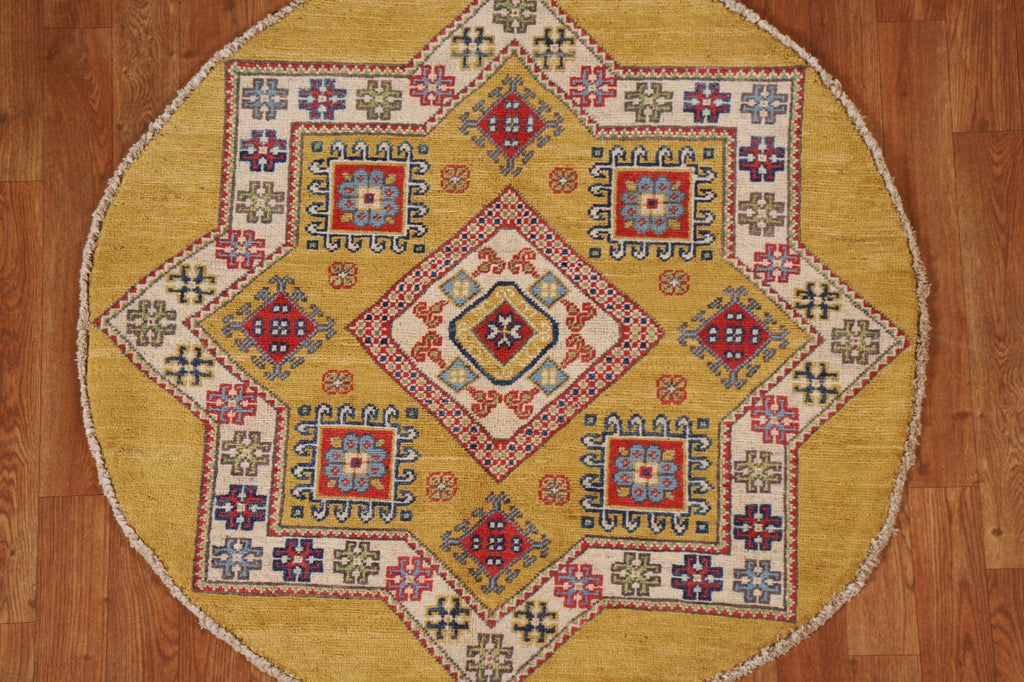 Geometric Kazak Round Area Rug 3x3