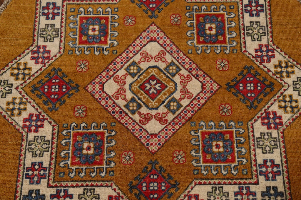 Geometric Wool Kazak Round Area Rug 3x3