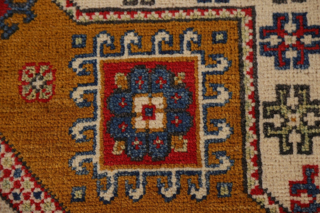 Geometric Wool Kazak Round Area Rug 3x3