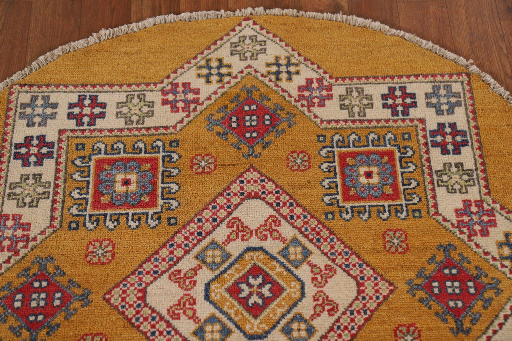 Geometric Kazak Round Area Rug 3x3