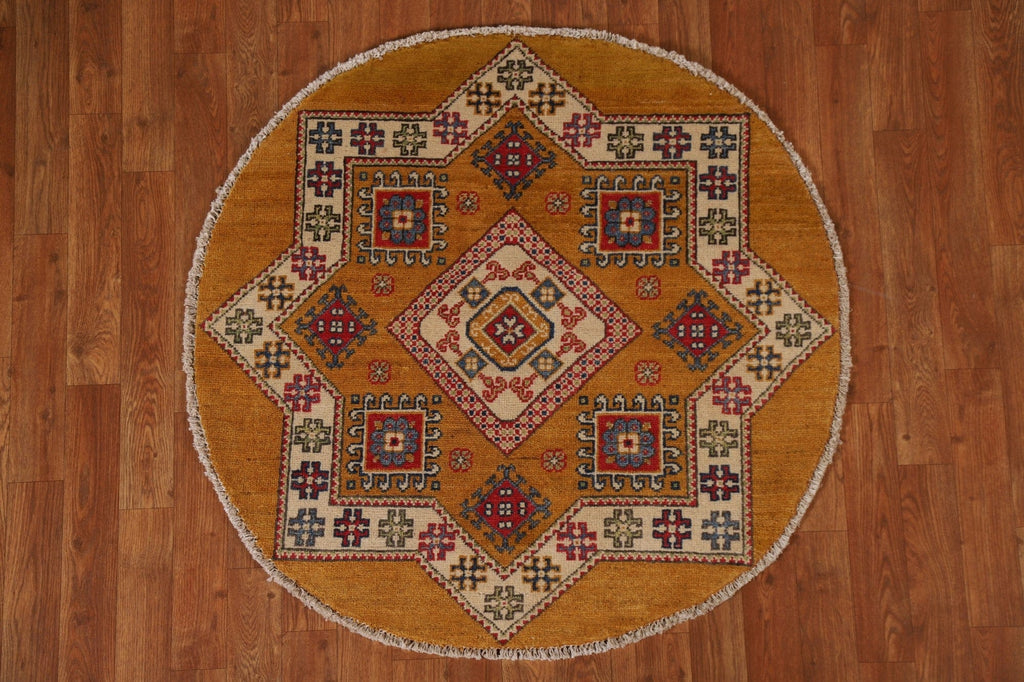 Geometric Kazak Round Area Rug 3x3