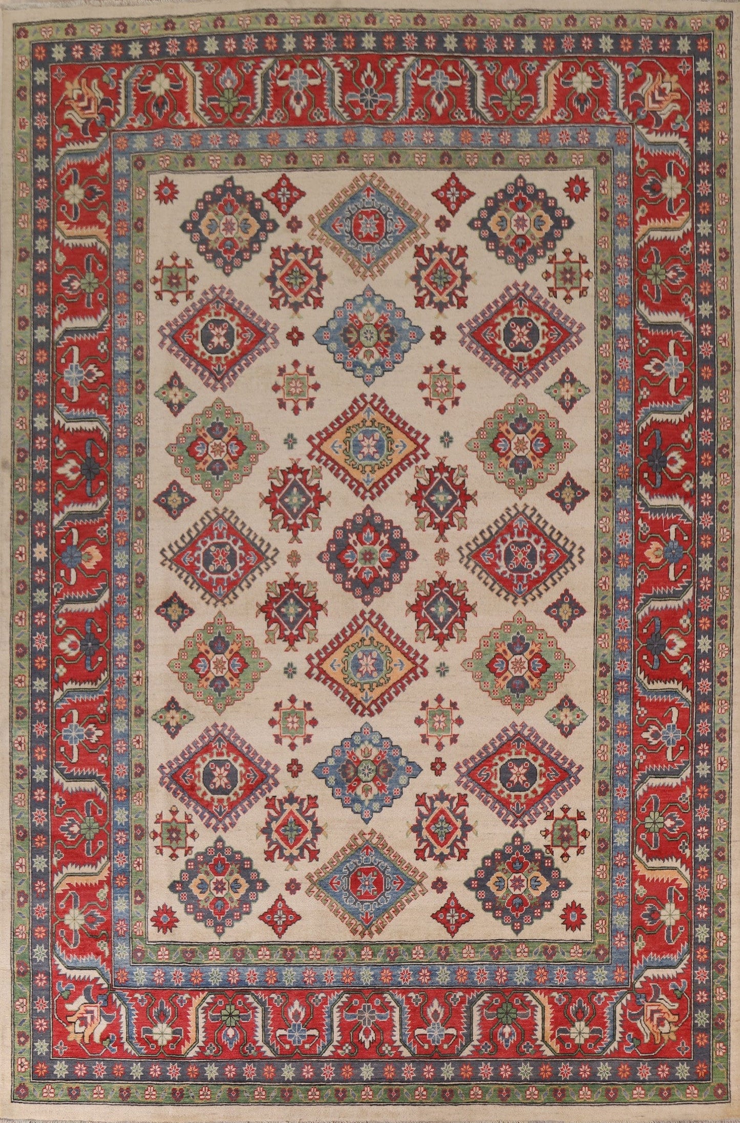 Geometric Kazak Oriental Area Rug 9x12