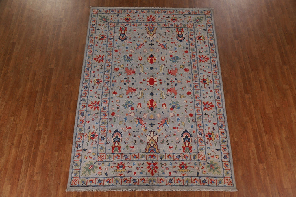 Gray Wool Kazak Handmade Area Rug 7x10