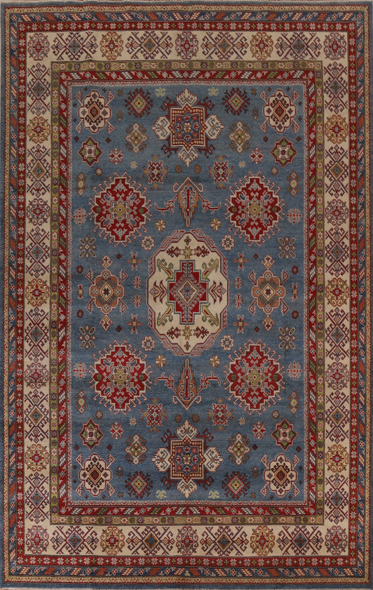 Blue Geometric Kazak Oriental Area Rug 9x13