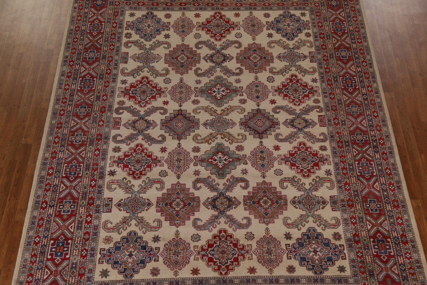 Ivory Kazak Geometric Area Rug 9x12