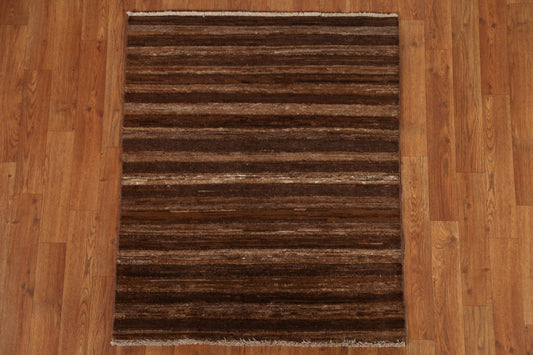 Striped Gabbeh Square Area Rug 3x3