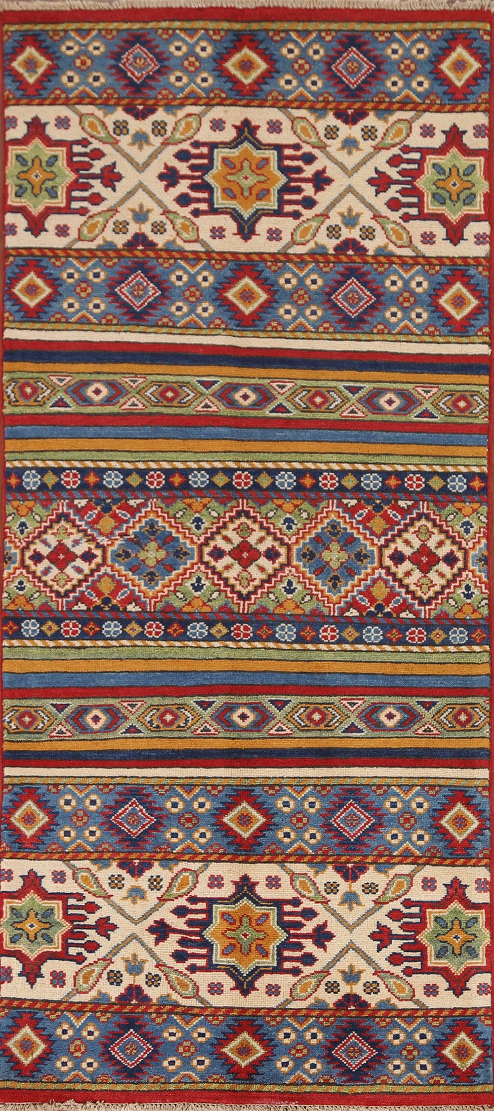 Geometric Kazak Oriental Area Rug 3x6