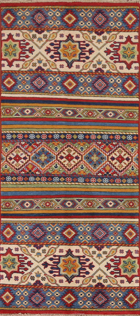 Geometric Kazak Oriental Area Rug 3x6