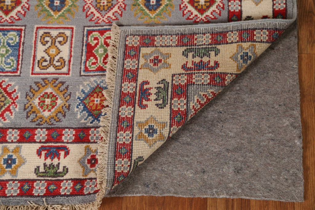 Gray Wool Kazak Oriental Runner Rug 3x10