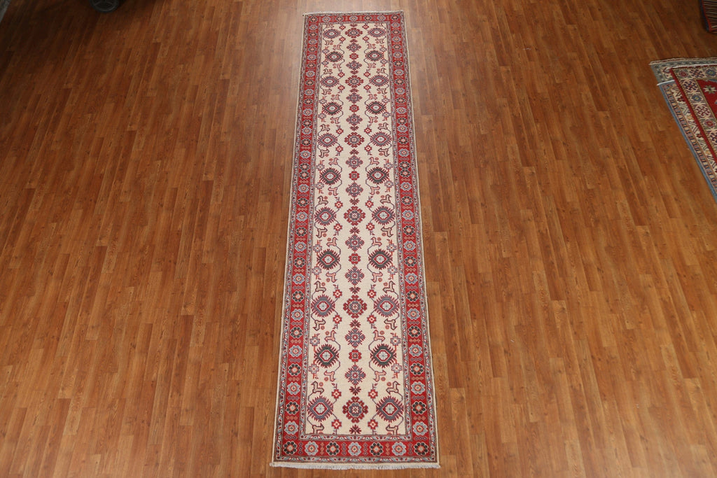 Ivory Kazak Oriental Runner Rug 3x12