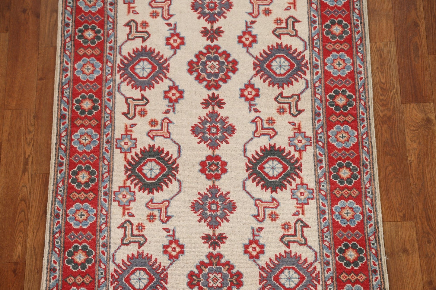 Ivory Kazak Oriental Runner Rug 3x12